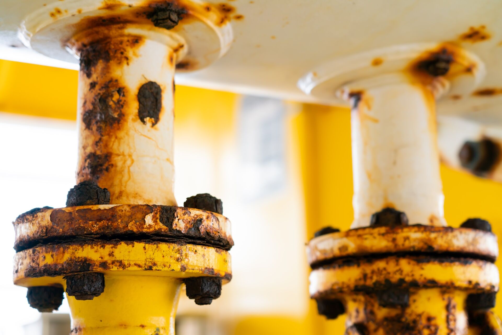 Close-up of corroded steel pipe, corrosion of steel, general corrosion, offshore petroleum pipelines. Euro-MIC Industry Training Course